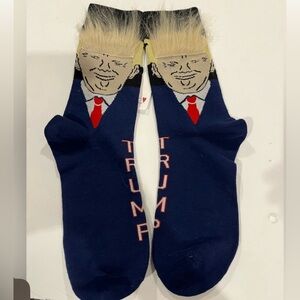 Novelty Blue Socks with Hair Design
